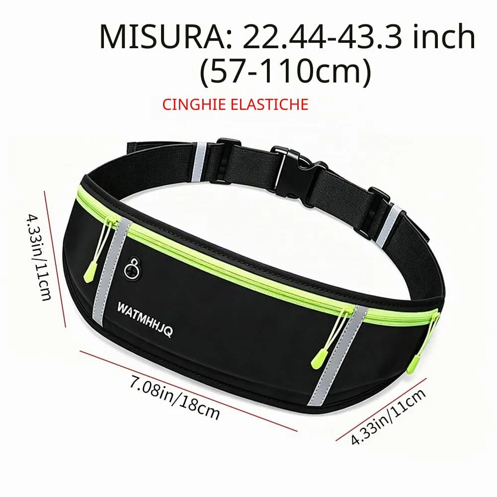 WATMHHJQ Marsupio da Corsa Impermeabile a 3 Tasche per Cellulare, Nero - immagine 4