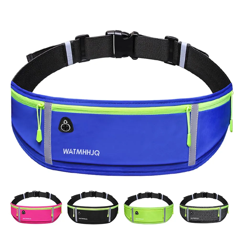 WATMHHJQ Marsupio da Corsa Impermeabile a 3 Tasche per Cellulare, Blu - immagine 1