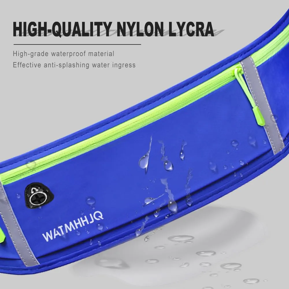 WATMHHJQ Marsupio da Corsa Impermeabile a 3 Tasche per Cellulare, Blu - immagine 3