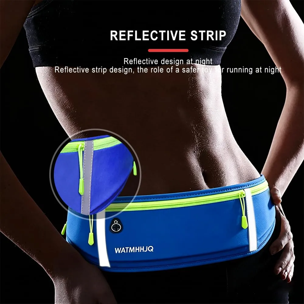 WATMHHJQ Marsupio da Corsa Impermeabile a 3 Tasche per Cellulare, Blu - immagine 5