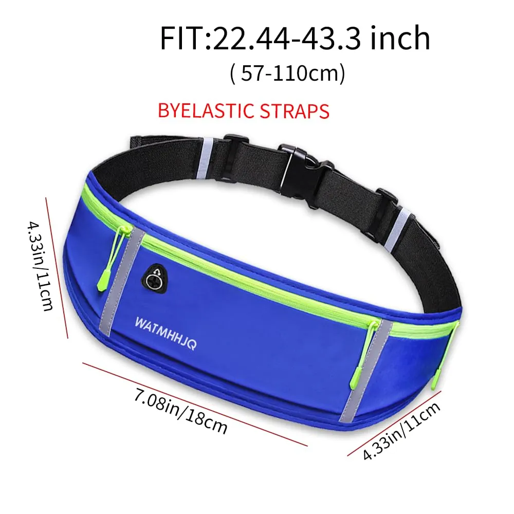 WATMHHJQ Marsupio da Corsa Impermeabile a 3 Tasche per Cellulare, Blu - immagine 6