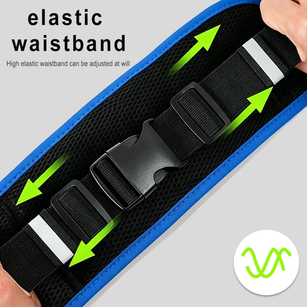 WATMHHJQ Marsupio da Corsa Impermeabile a 3 Tasche per Cellulare, Blu - immagine 7