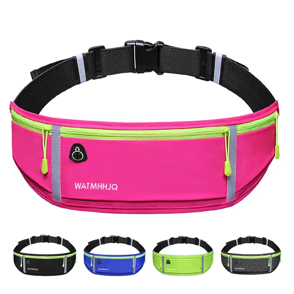 WATMHHJQ Marsupio da Corsa Impermeabile a 3 Tasche per Cellulare, Rosa - immagine 1