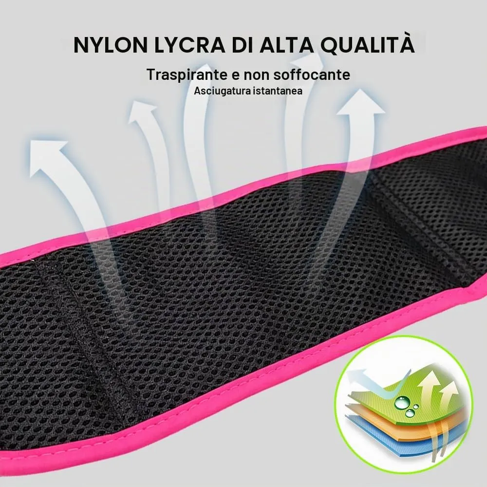 WATMHHJQ Marsupio da Corsa Impermeabile a 3 Tasche per Cellulare, Rosa - immagine 5