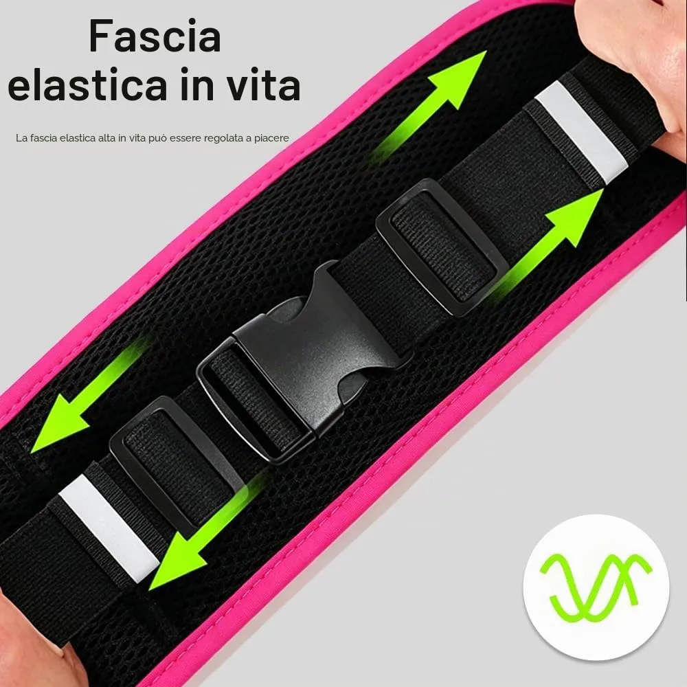 WATMHHJQ Marsupio da Corsa Impermeabile a 3 Tasche per Cellulare, Rosa - immagine 7