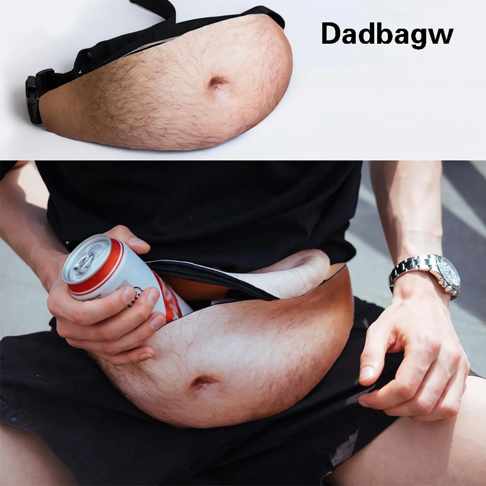 Marsupio a forma di pancia da birra con cintura regolabile, 2 pezzi - immagine 3