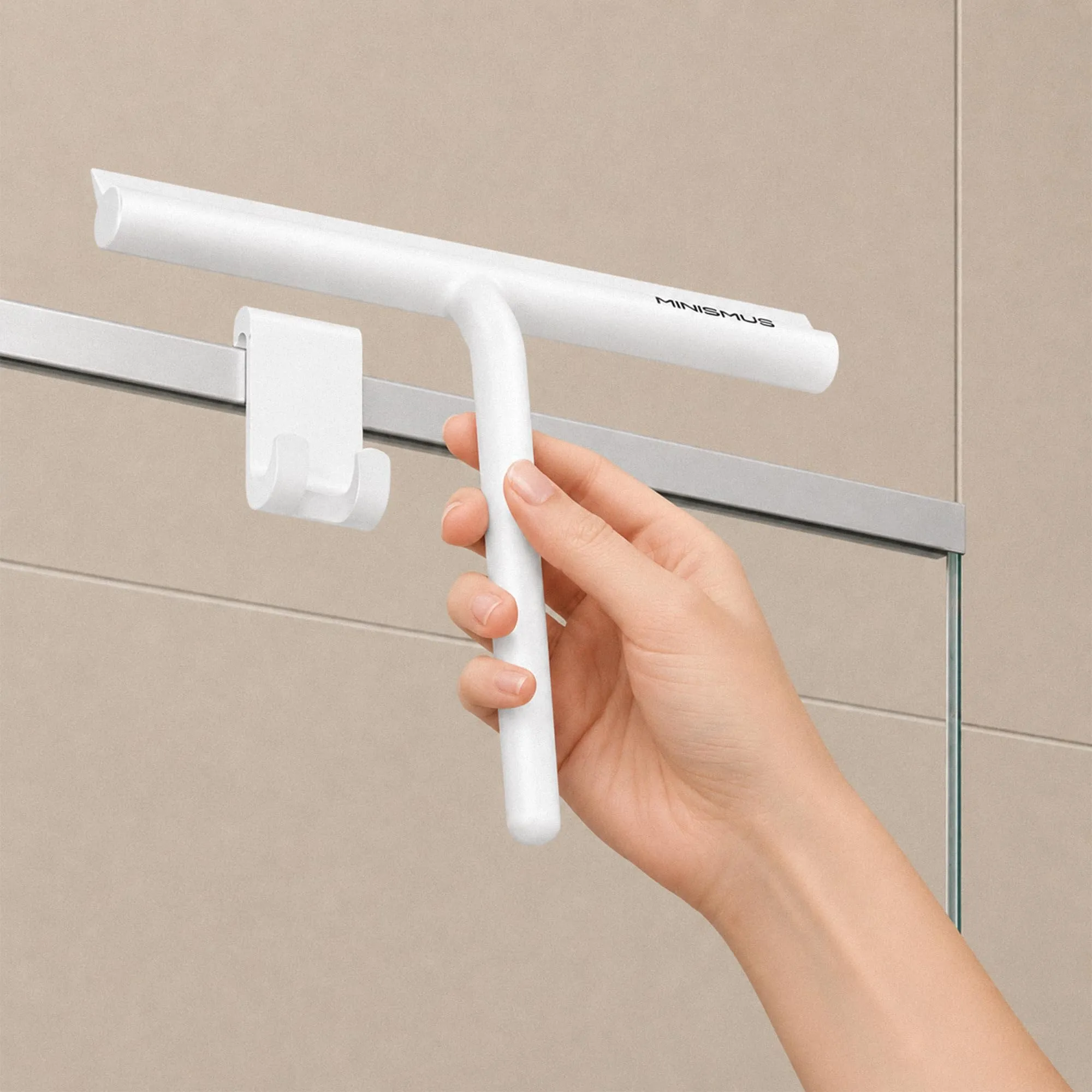 Minismus Tergivetro in Silicone per Doccia, Vetri, Specchi e Finestre con Supporto, 21 cm, Bianco - immagine 5
