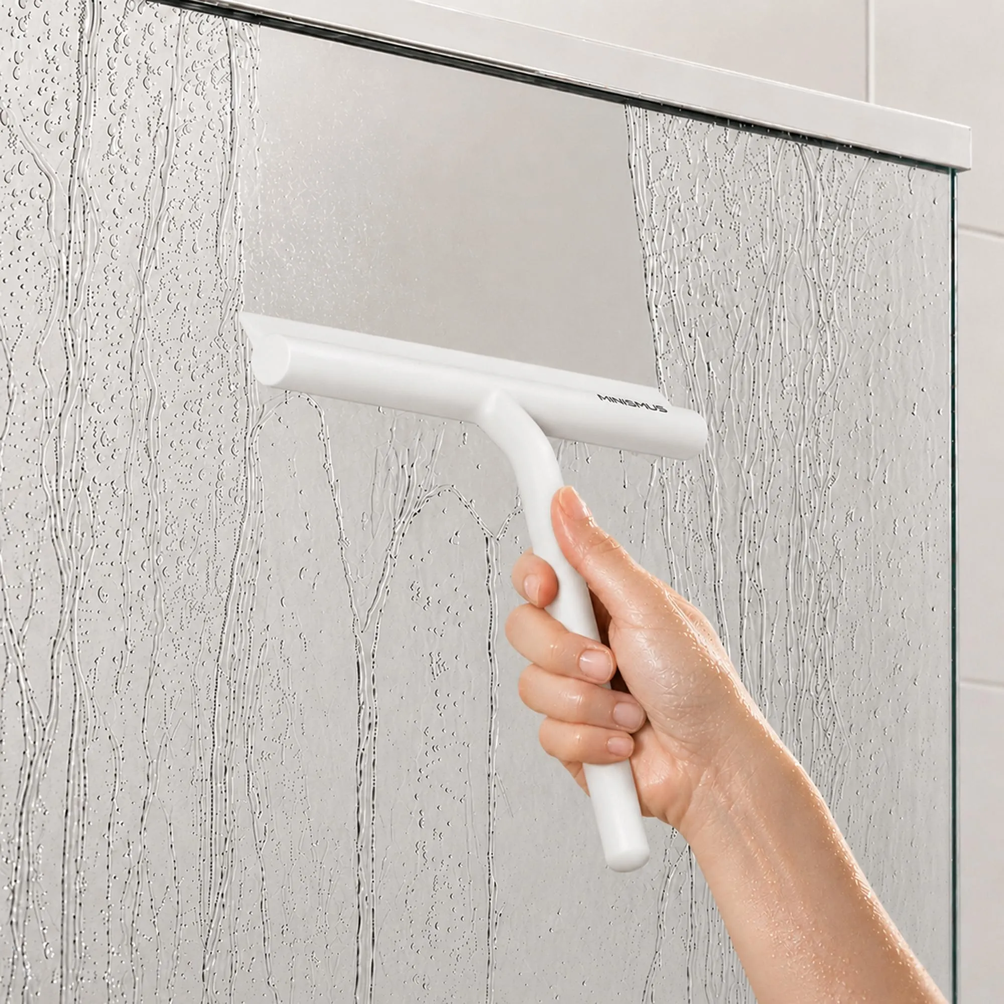 Minismus Tergivetro in Silicone per Doccia, Vetri, Specchi e Finestre con Supporto, 21 cm, Bianco - immagine 7