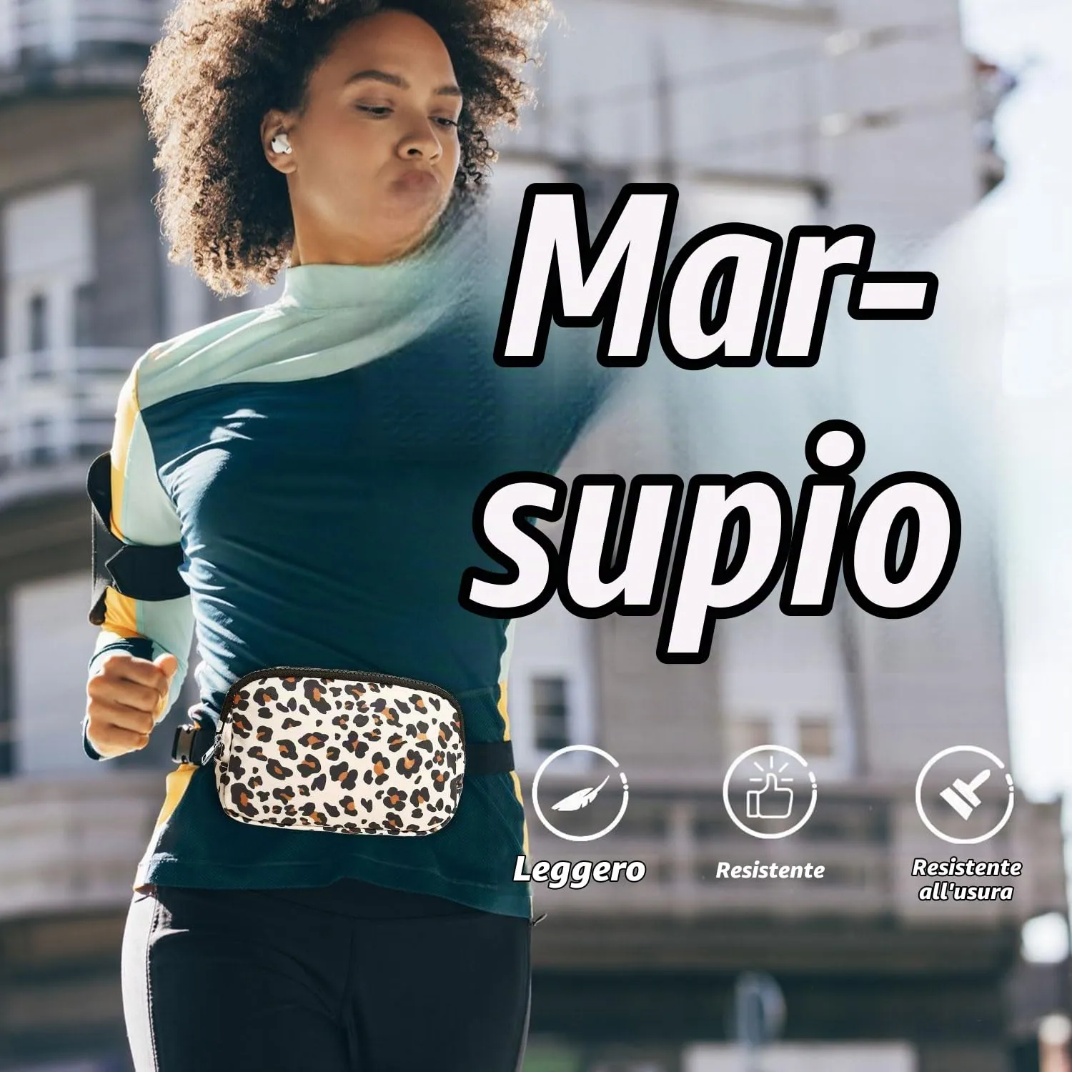 Favuit Mini Marsupio da Donna a Tracolla, Stampa Leopardata, Taglia Unica - immagine 2