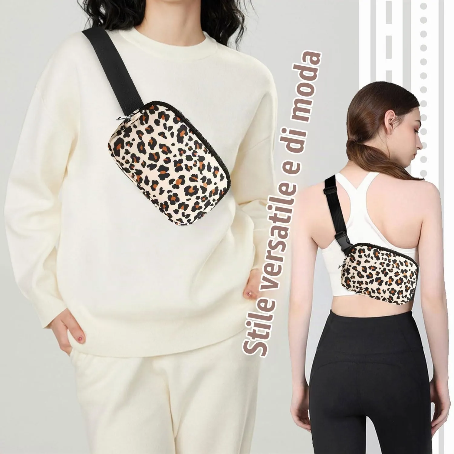 Favuit Mini Marsupio da Donna a Tracolla, Stampa Leopardata, Taglia Unica - immagine 8