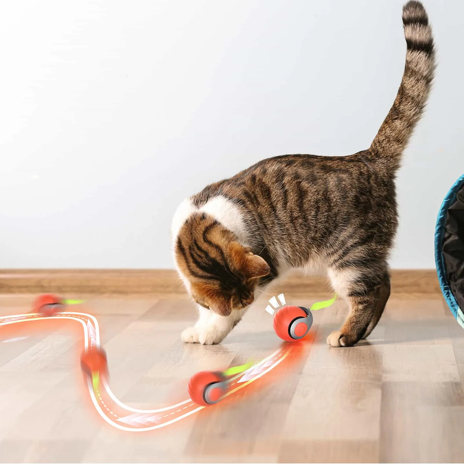 Gerbala Palla Giocattolo Interattiva Elettrica per Gatti e Cani, Rotolante Automatica con Sensore Ostacoli (Arancione) - immagine 4
