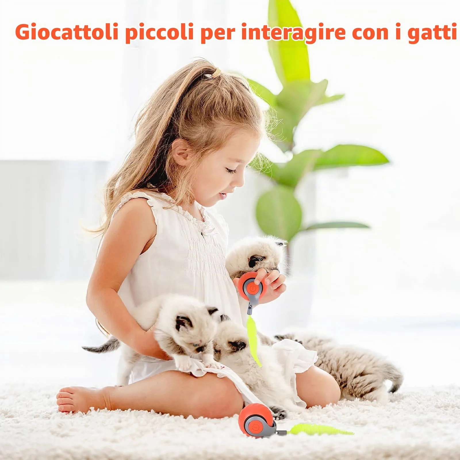 Gerbala Palla Giocattolo Interattiva Elettrica per Gatti e Cani, Rotolante Automatica con Sensore Ostacoli (Arancione) - immagine 7