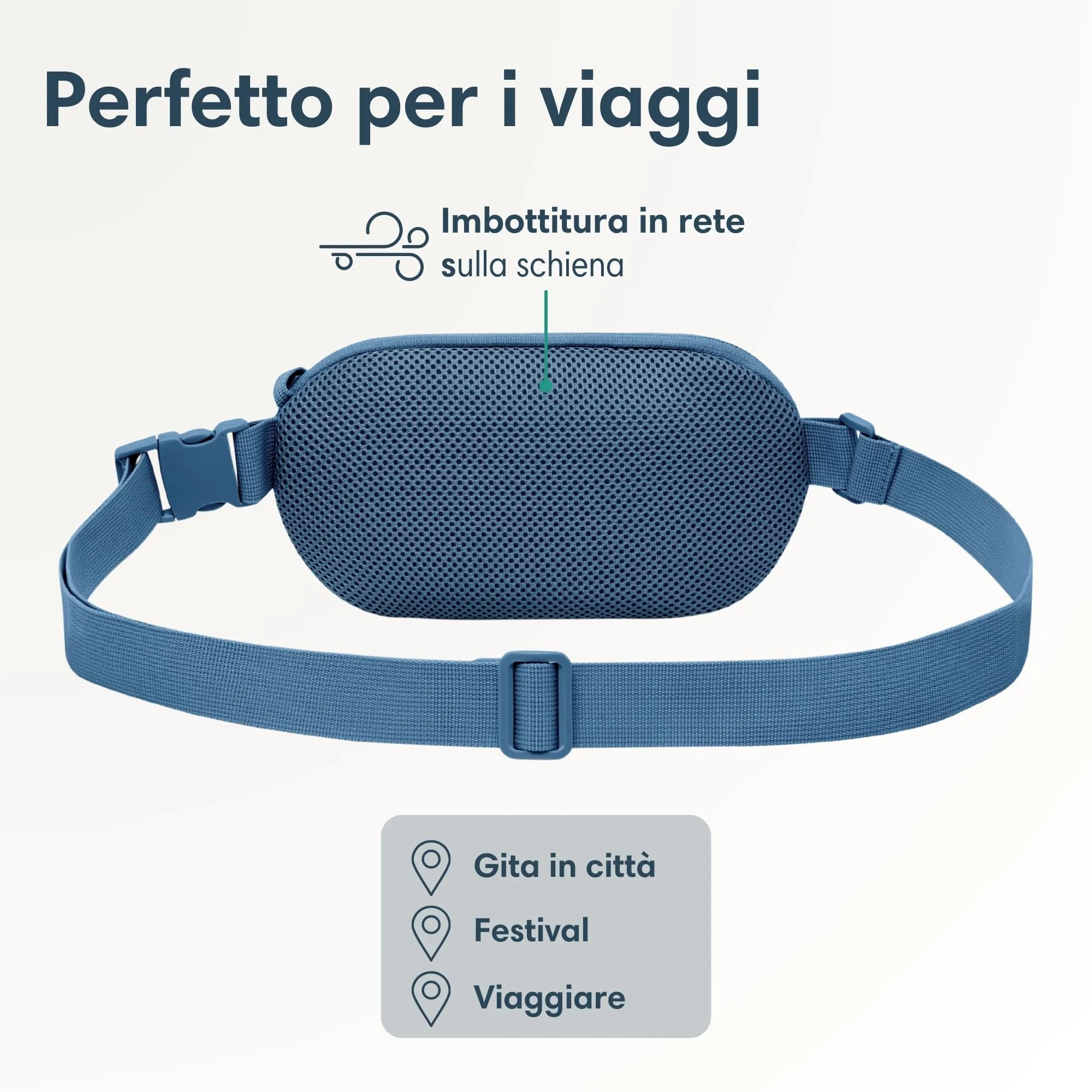 Larkson Helge Marsupio Borsa a Tracolla Blu con Blocco RFID e Passanti Antifurto - immagine 6