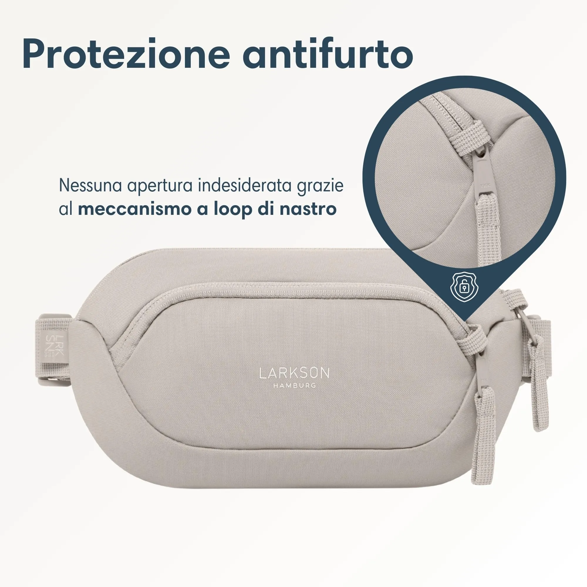 Larkson Helge Borsa da Petto Beige - Marsupio a Tracolla con Blocco RFID e Passanti Antifurto - immagine 4