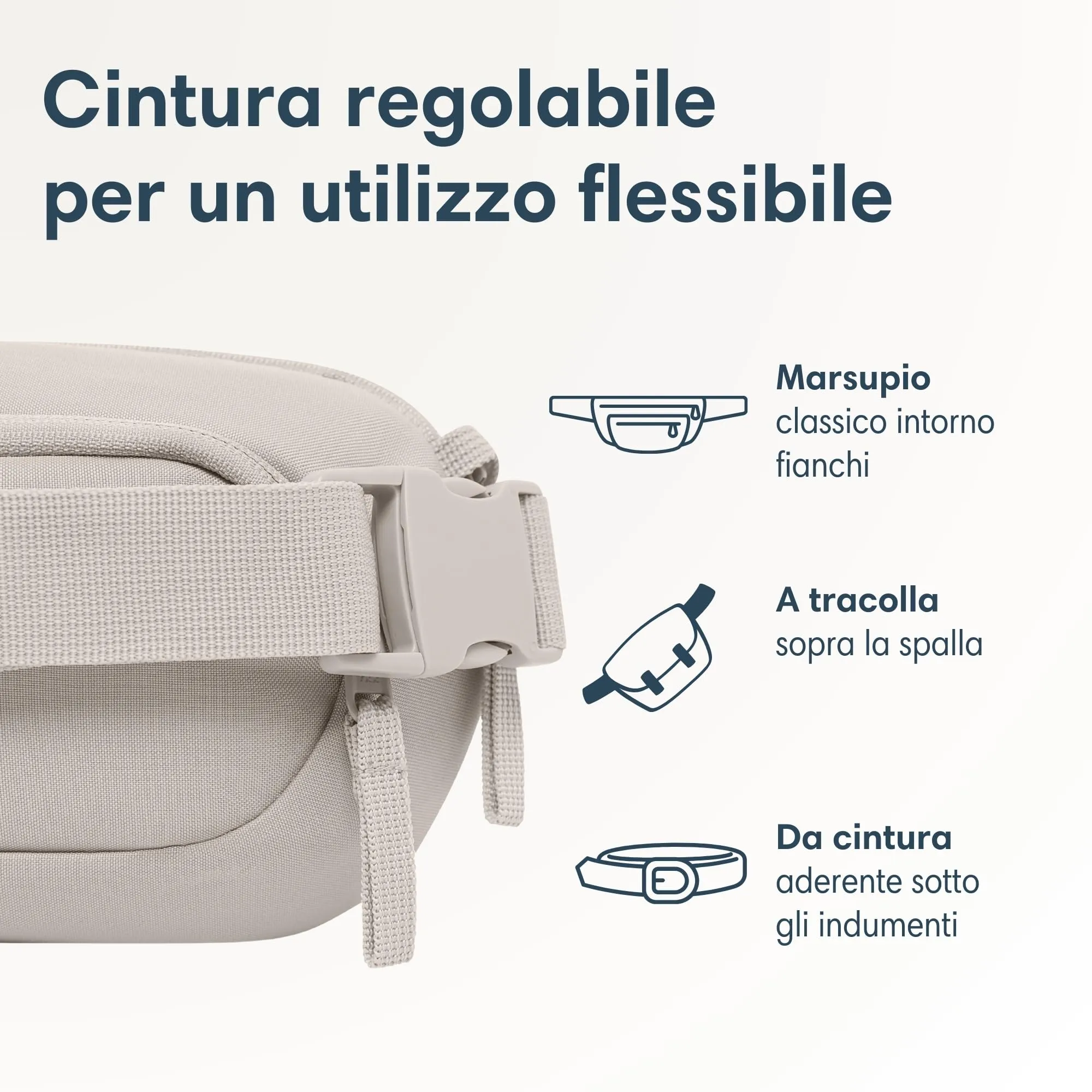 Larkson Helge Borsa da Petto Beige - Marsupio a Tracolla con Blocco RFID e Passanti Antifurto - immagine 7