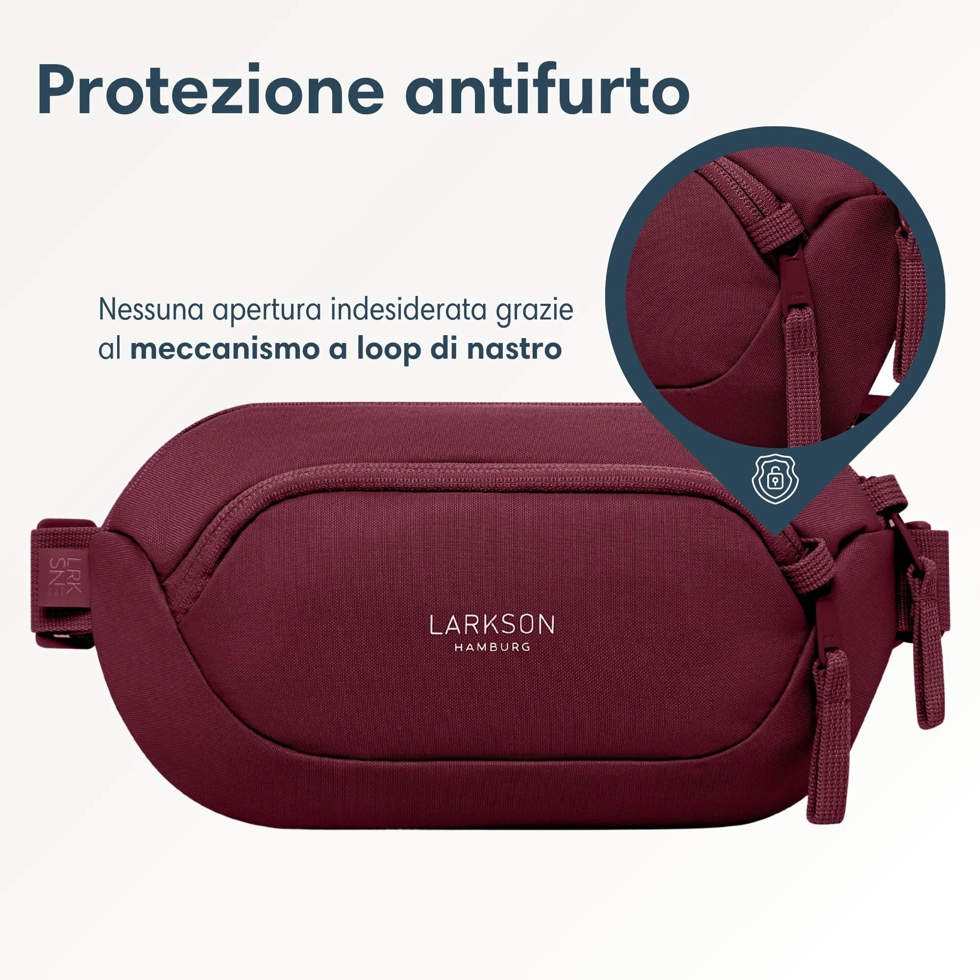 Larkson Helge Borsa da Petto Unisex Rosso - Marsupio a Tracolla con Blocco RFID e Antifurto - immagine 4