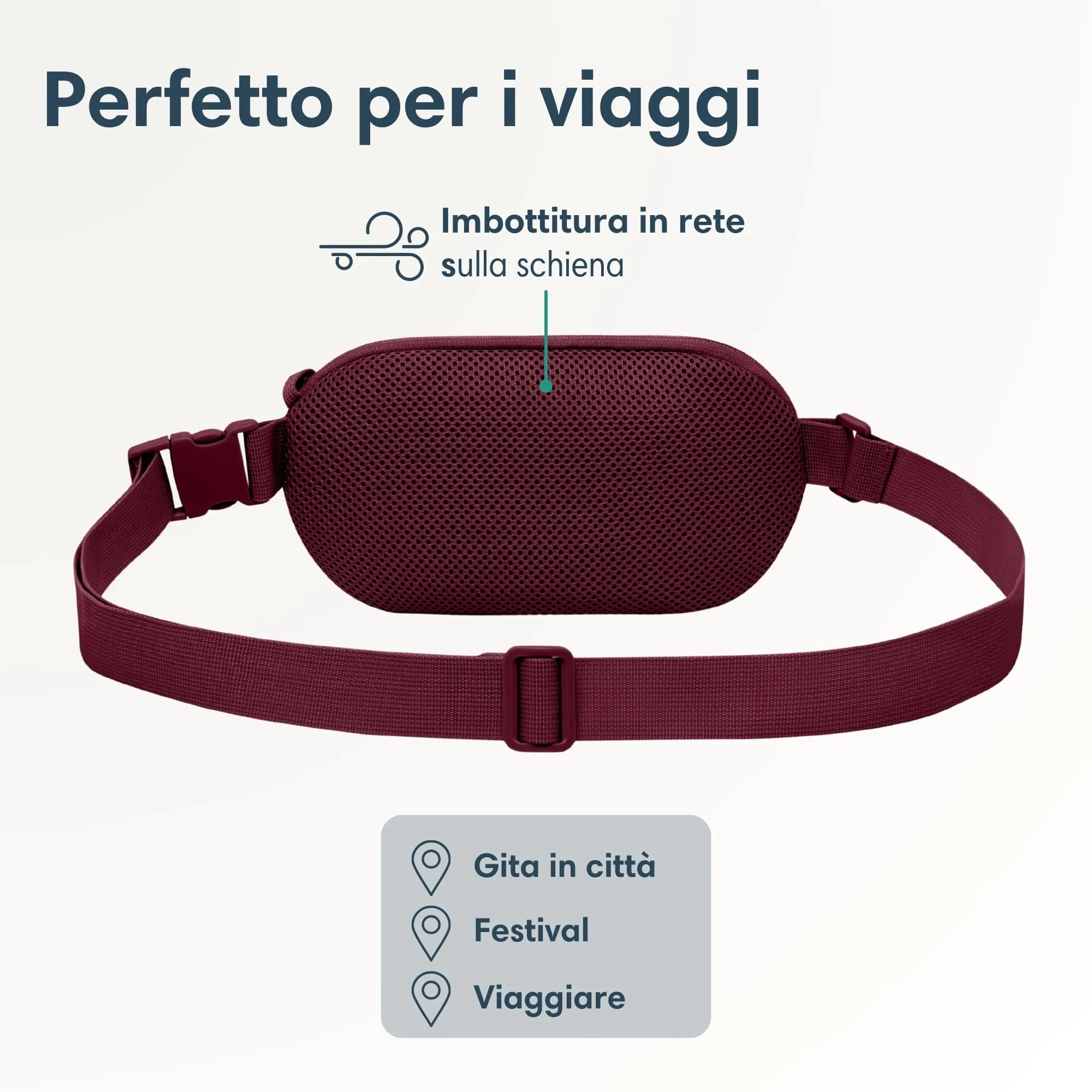Larkson Helge Borsa da Petto Unisex Rosso - Marsupio a Tracolla con Blocco RFID e Antifurto - immagine 6
