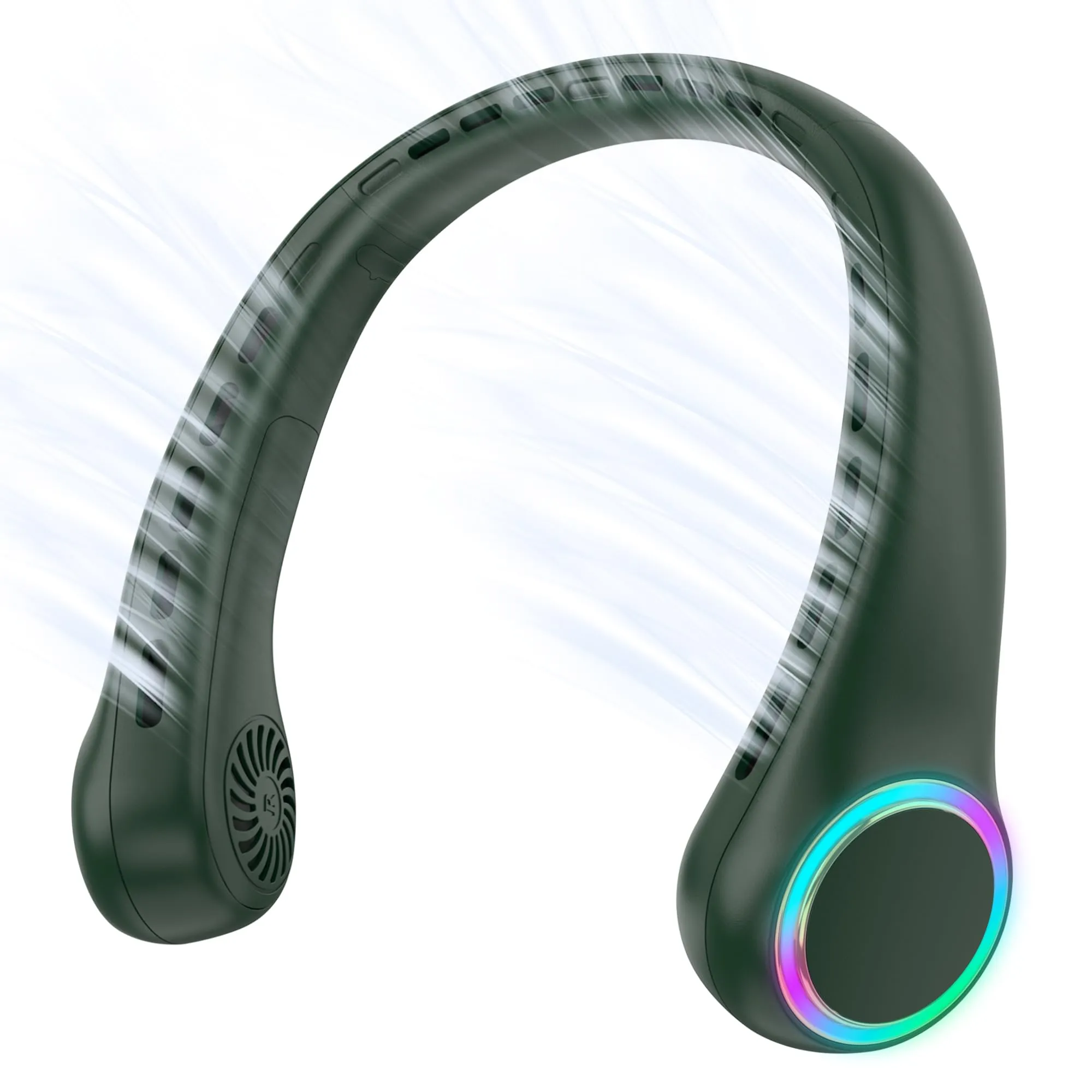 ITSHINY Ventilatore da collo portatile senza pale, 4000 mAh, ricaricabile, luce LED, 3 velocità - immagine 1