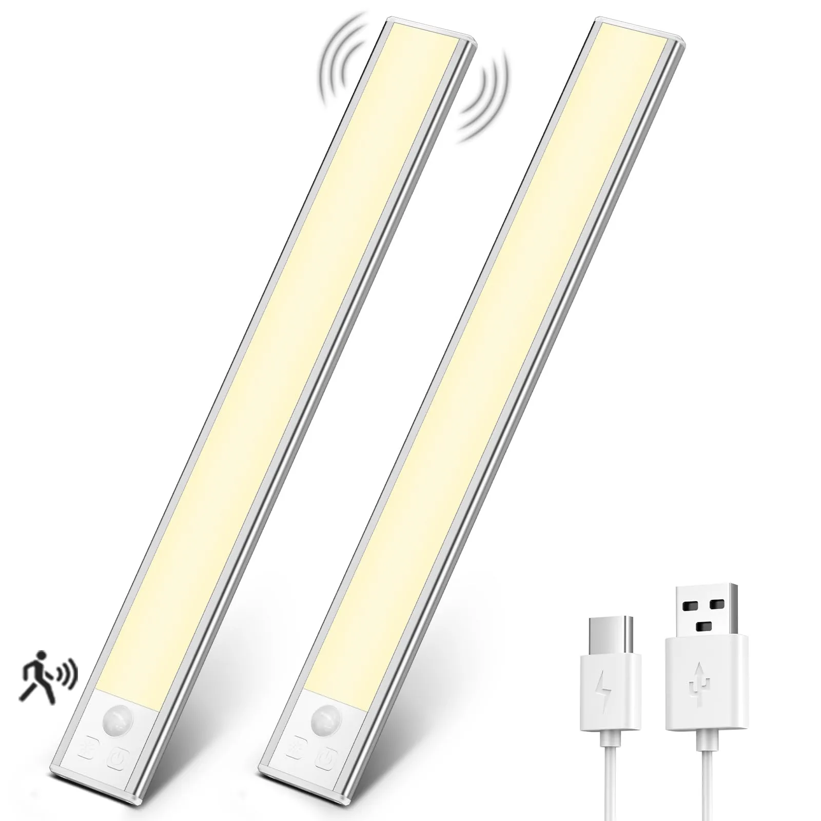 OUILA Luce Armadio LED con Sensore di Movimento, Sottopensile Cucina, 31cm, 2 Pezzi, 3000K - immagine 1