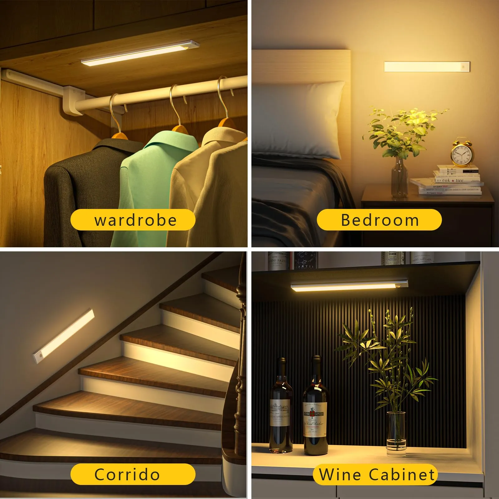 OUILA Luce Armadio LED con Sensore di Movimento, Sottopensile Cucina, 31cm, 2 Pezzi, 3000K - immagine 7
