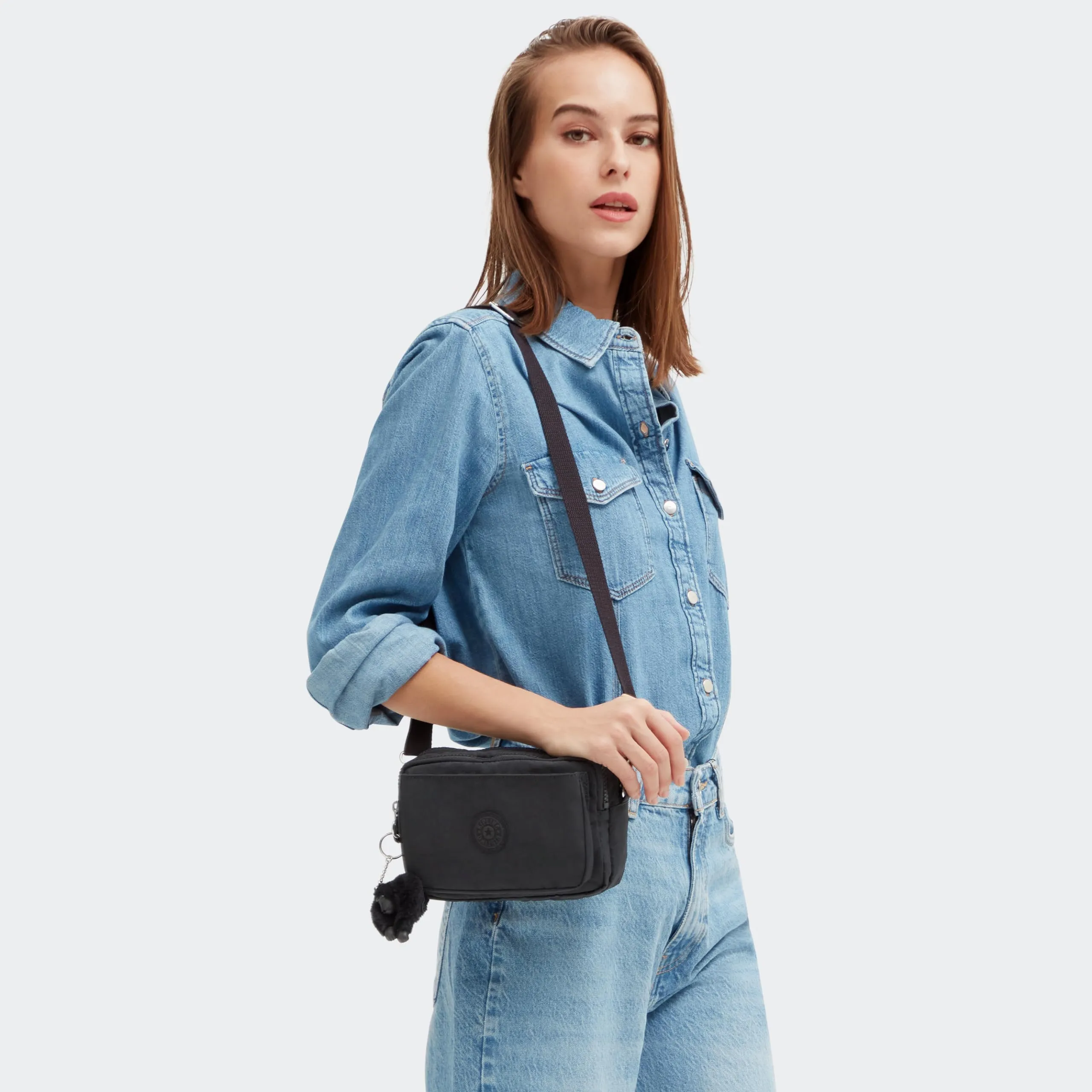 Kipling Abanu Multi Borsa a tracolla trasformabile in marsupio, Black Noir - immagine 2