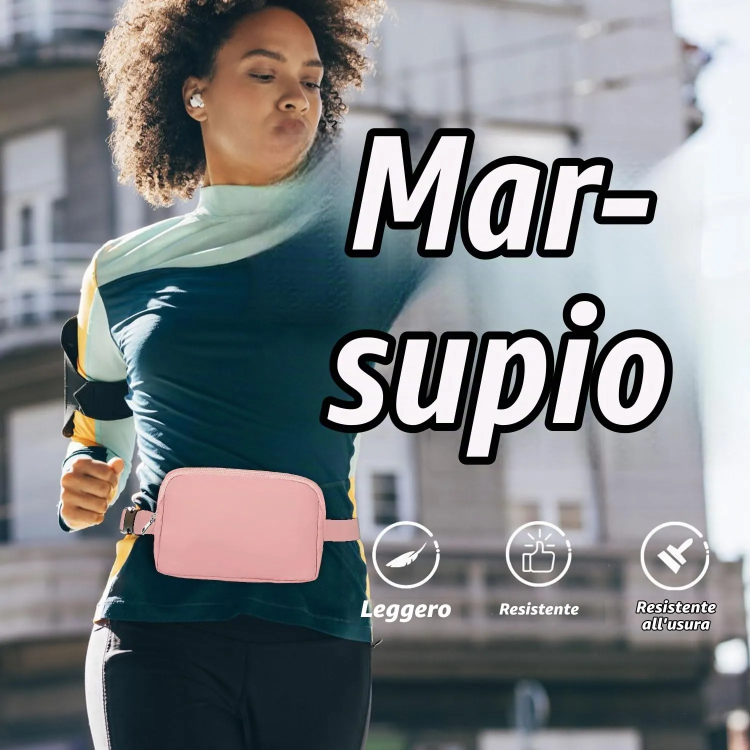 Favuit Marsupio Unisex Sportivo Regolabile, Rosa, Taglia Unica - immagine 2