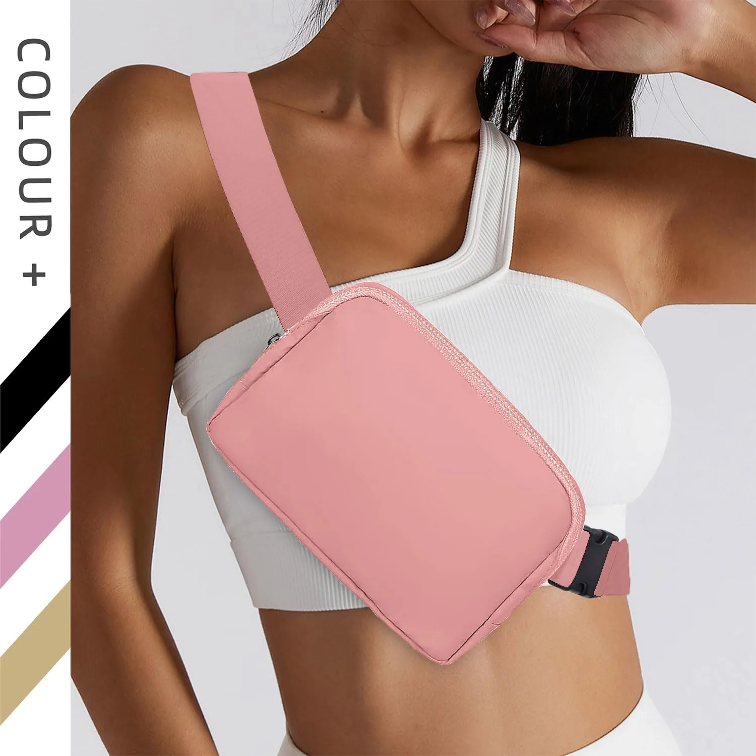 Favuit Marsupio Unisex Sportivo Regolabile, Rosa, Taglia Unica - immagine 3