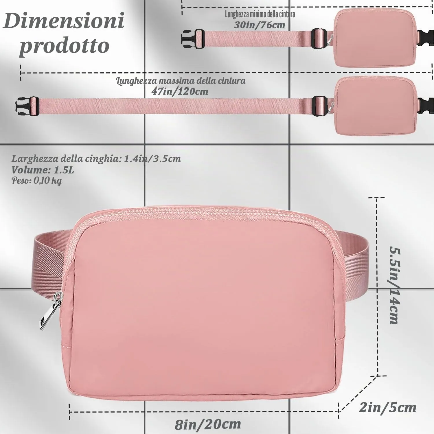 Favuit Marsupio Unisex Sportivo Regolabile, Rosa, Taglia Unica - immagine 7