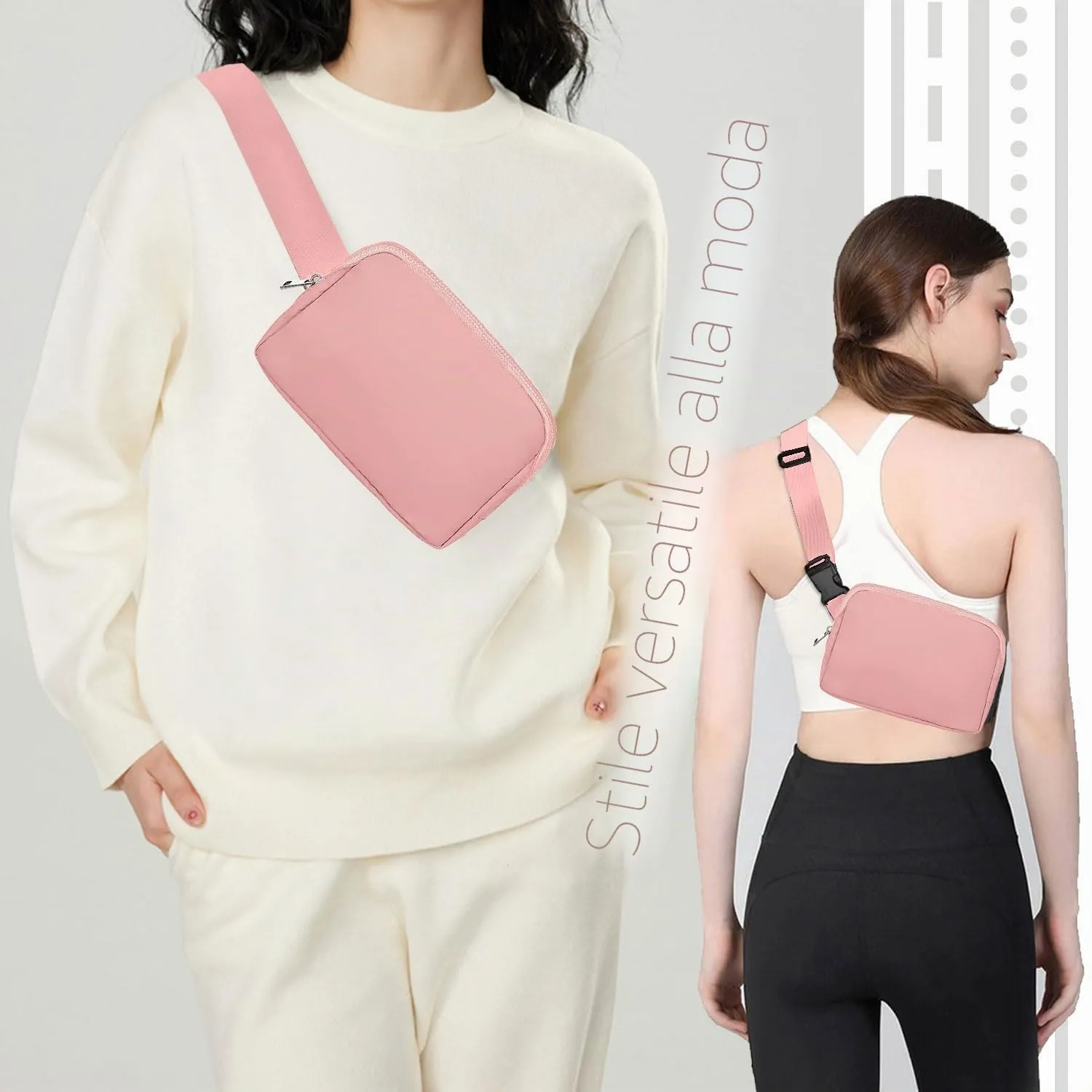 Favuit Marsupio Unisex Sportivo Regolabile, Rosa, Taglia Unica - immagine 8