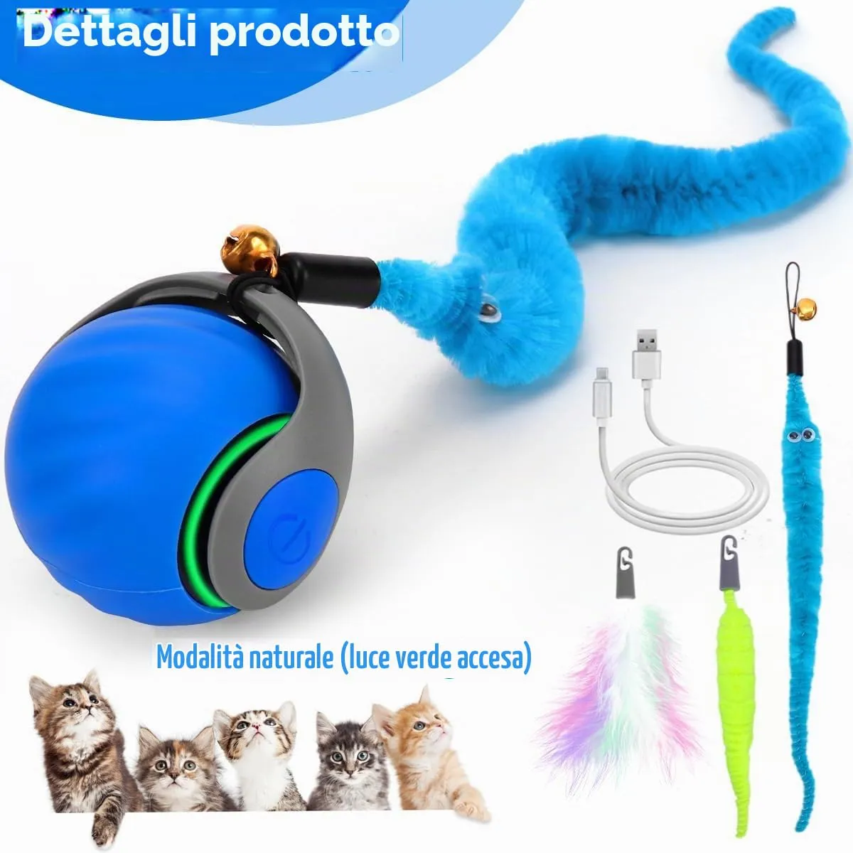 NEOVSUNY Giocattolo Interattivo per Gatti, Palla Elettrica Ricaricabile USB - immagine 2