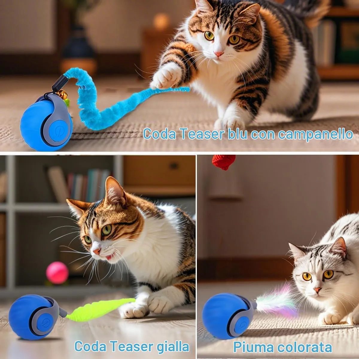NEOVSUNY Giocattolo Interattivo per Gatti, Palla Elettrica Ricaricabile USB - immagine 3