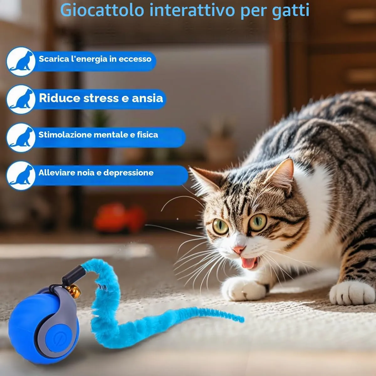 NEOVSUNY Giocattolo Interattivo per Gatti, Palla Elettrica Ricaricabile USB - immagine 4