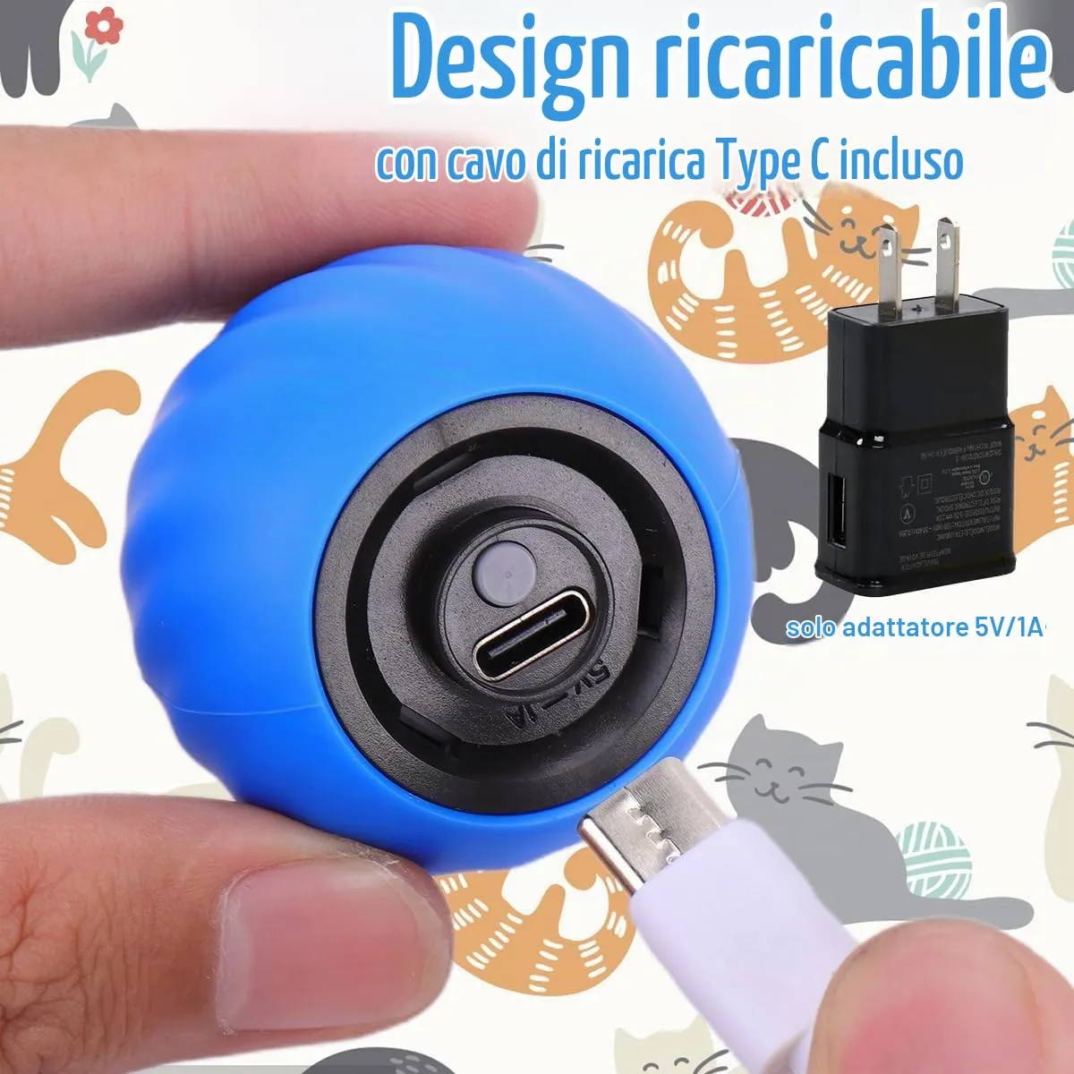 NEOVSUNY Giocattolo Interattivo per Gatti, Palla Elettrica Ricaricabile USB - immagine 6
