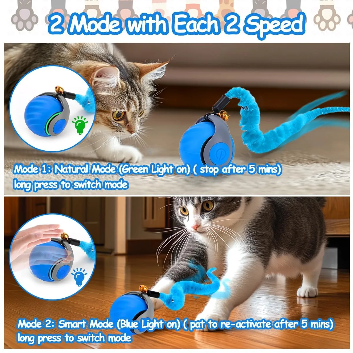 NEOVSUNY Giocattolo Interattivo per Gatti, Palla Elettrica Ricaricabile USB - immagine 8