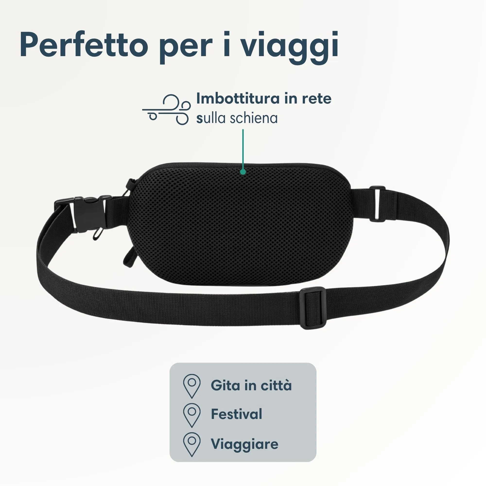 Larkson Helge Marsupio Borsa a Tracolla Grigio Leo con Blocco RFID e Antifurto - immagine 6