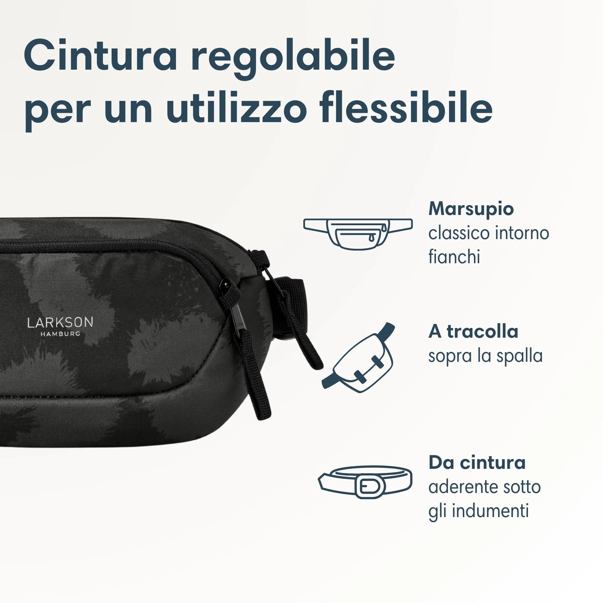 Larkson Helge Marsupio Borsa a Tracolla Grigio Leo con Blocco RFID e Antifurto - immagine 7