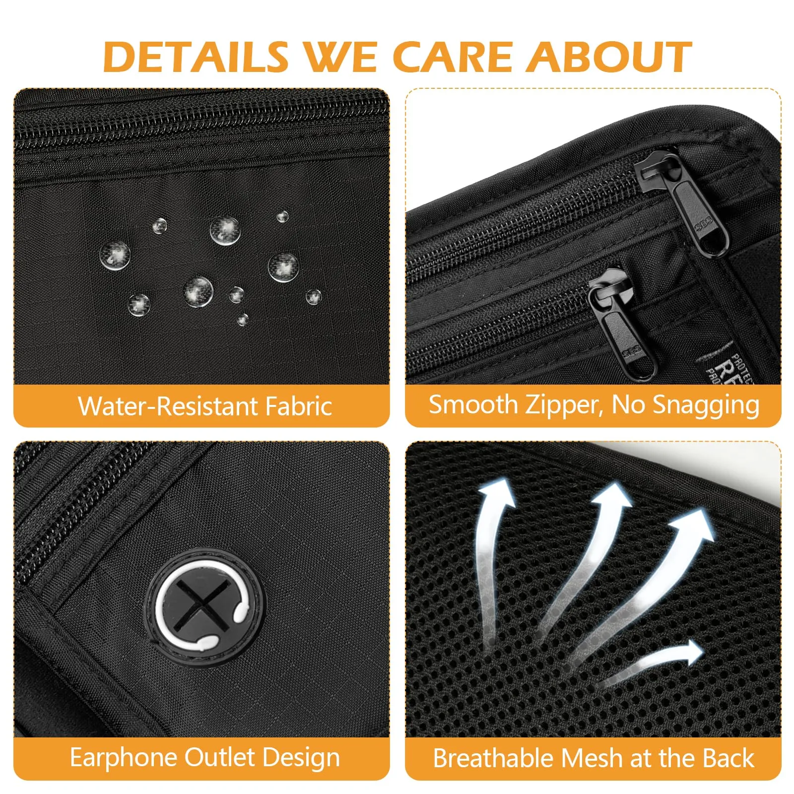 VINATO Marsupio Antifurto RFID Impermeabile, Nero, 24×13 cm - immagine 4