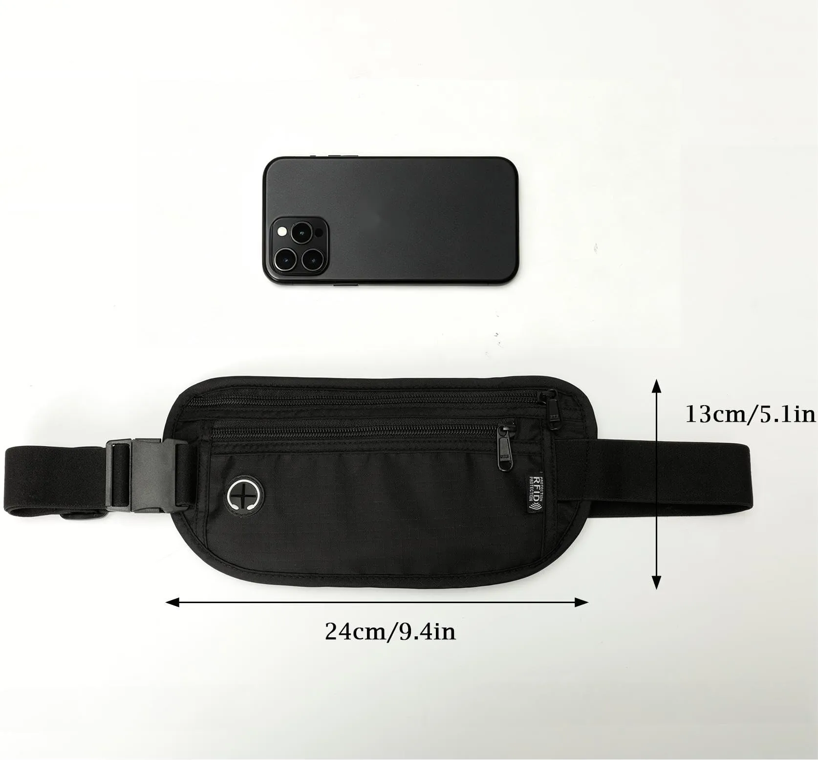 VINATO Marsupio Antifurto RFID Impermeabile, Nero, 24×13 cm - immagine 8