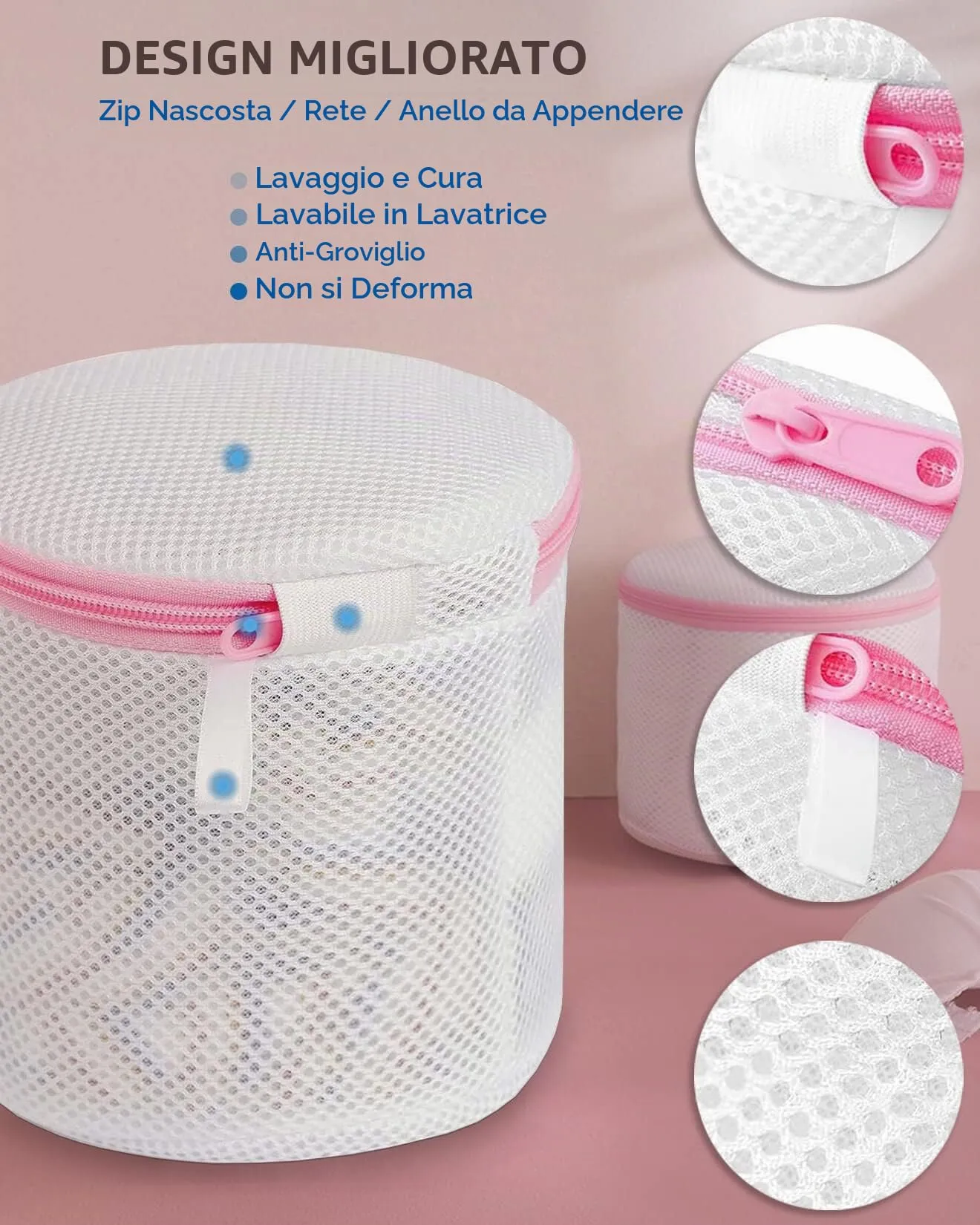 Dmjia Proteggi Reggiseno per Lavatrice con Cerniera Nascosta, 3 Pezzi - immagine 3