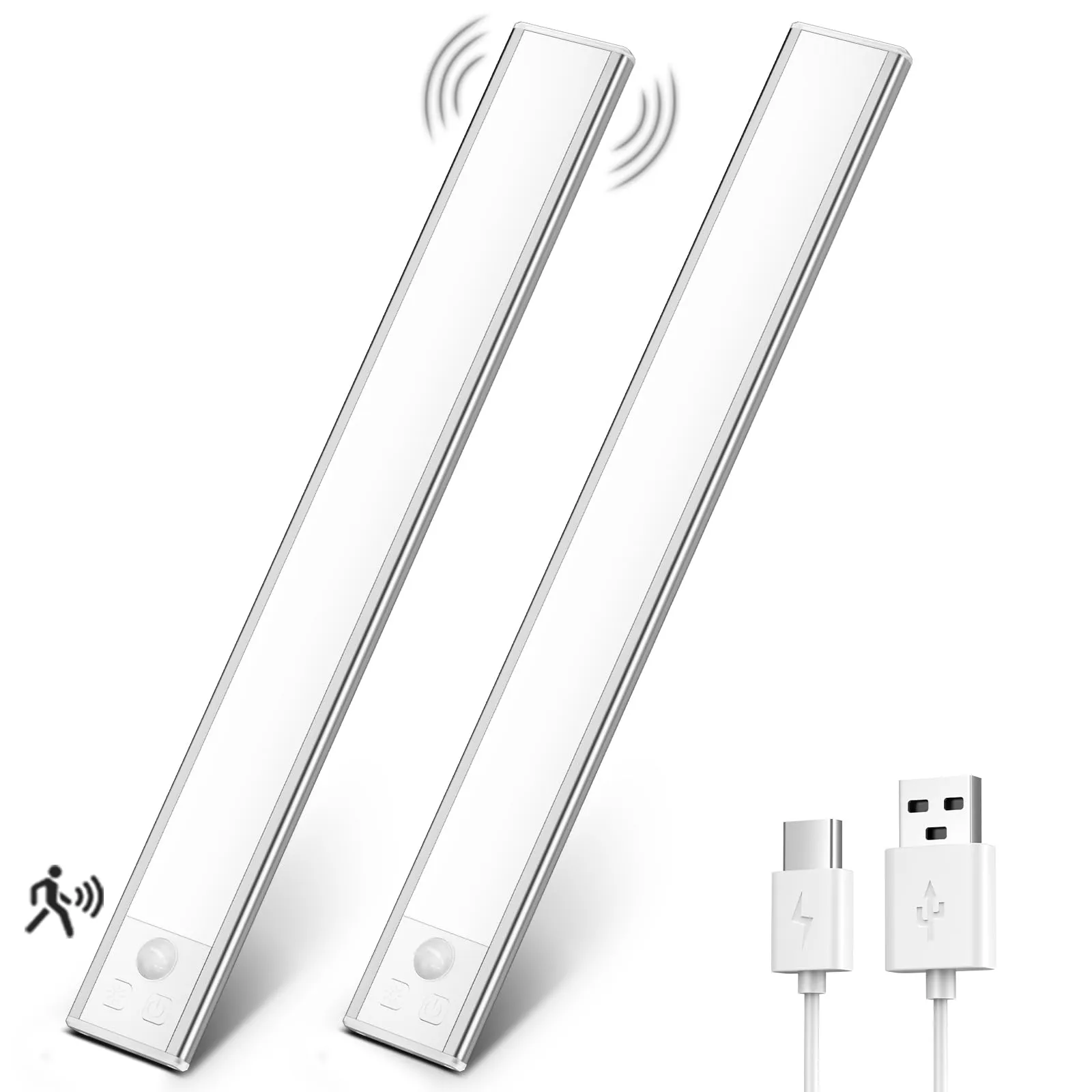 OUILA Luce Armadio LED con Sensore di Movimento, 31cm-2Pcs, Ricaricabile USB-C, 6500K - immagine 1