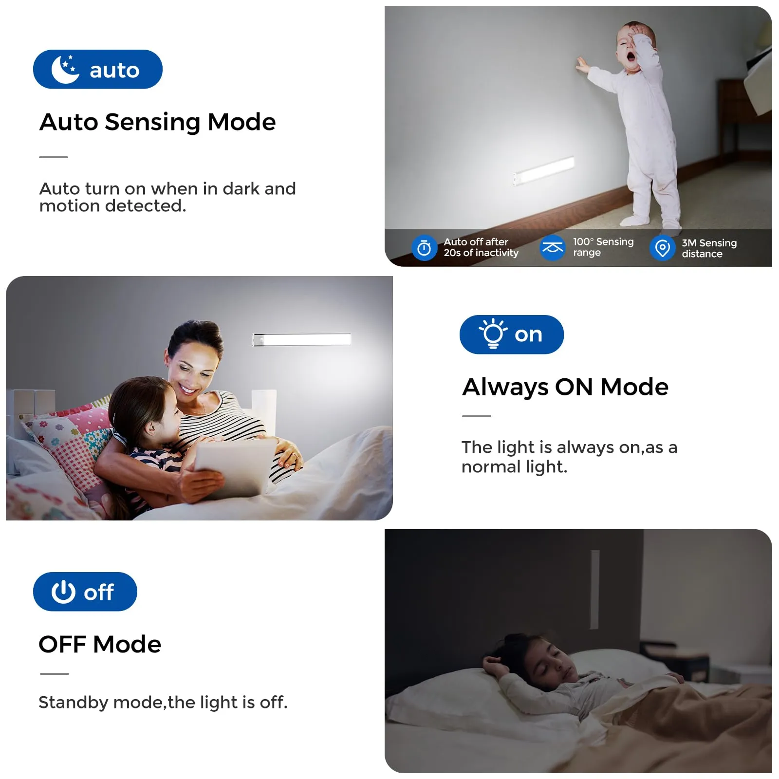 OUILA Luce Armadio LED con Sensore di Movimento, 31cm-2Pcs, Ricaricabile USB-C, 6500K - immagine 2