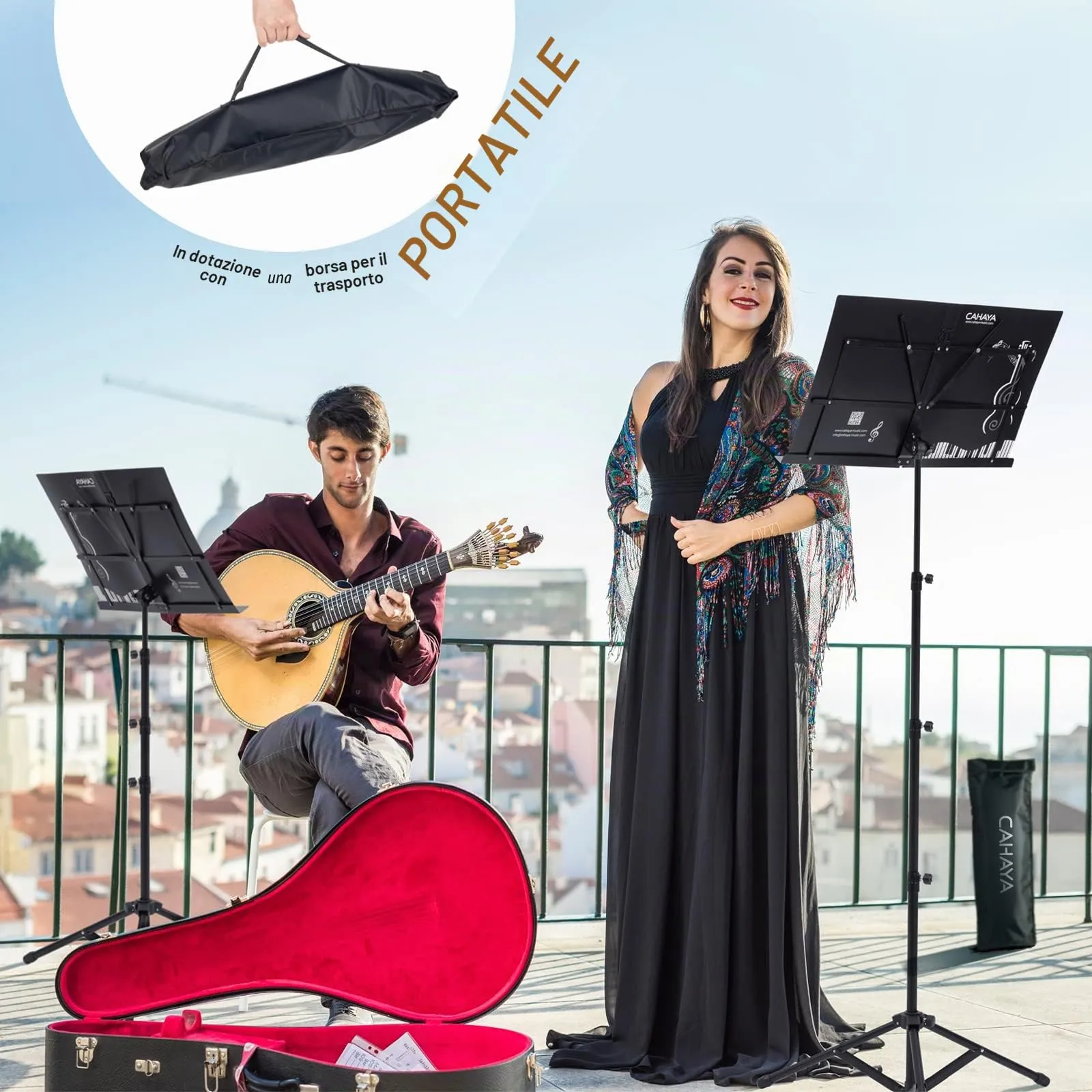 CAHAYA 2-in-1 Leggio Spartiti Musicali e Supporto da Tavolo, Altezza Regolabile 70-170cm con Borsa di Trasporto, Versione Superiore CY0305 - immagine 7