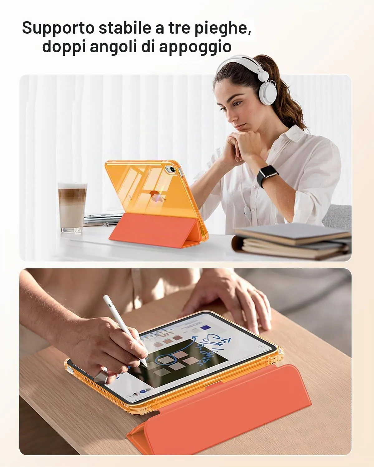 MoKo Cover per iPad 11ª Gen 11" e iPad 10ª Gen 10,9", Arancione - immagine 5