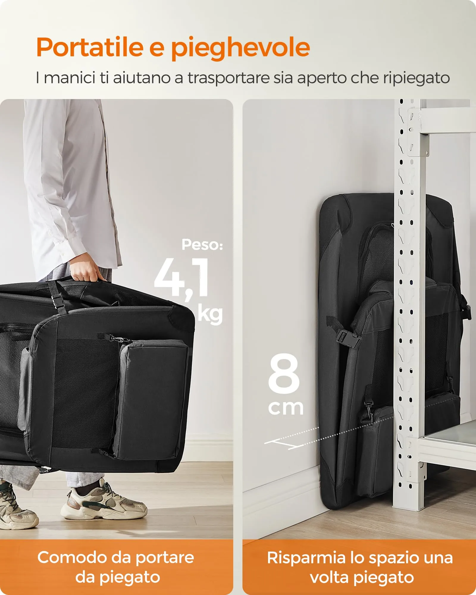 Feandrea Trasportino per Cani Pieghevole, Taglia XL, 81 x 58 x 58 cm, Nero PDC80H - immagine 4