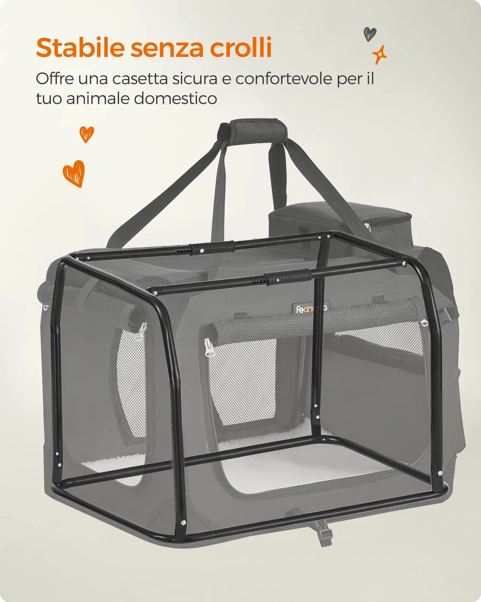 Feandrea Trasportino per Cani Pieghevole, Taglia XL, 81 x 58 x 58 cm, Nero PDC80H - immagine 8