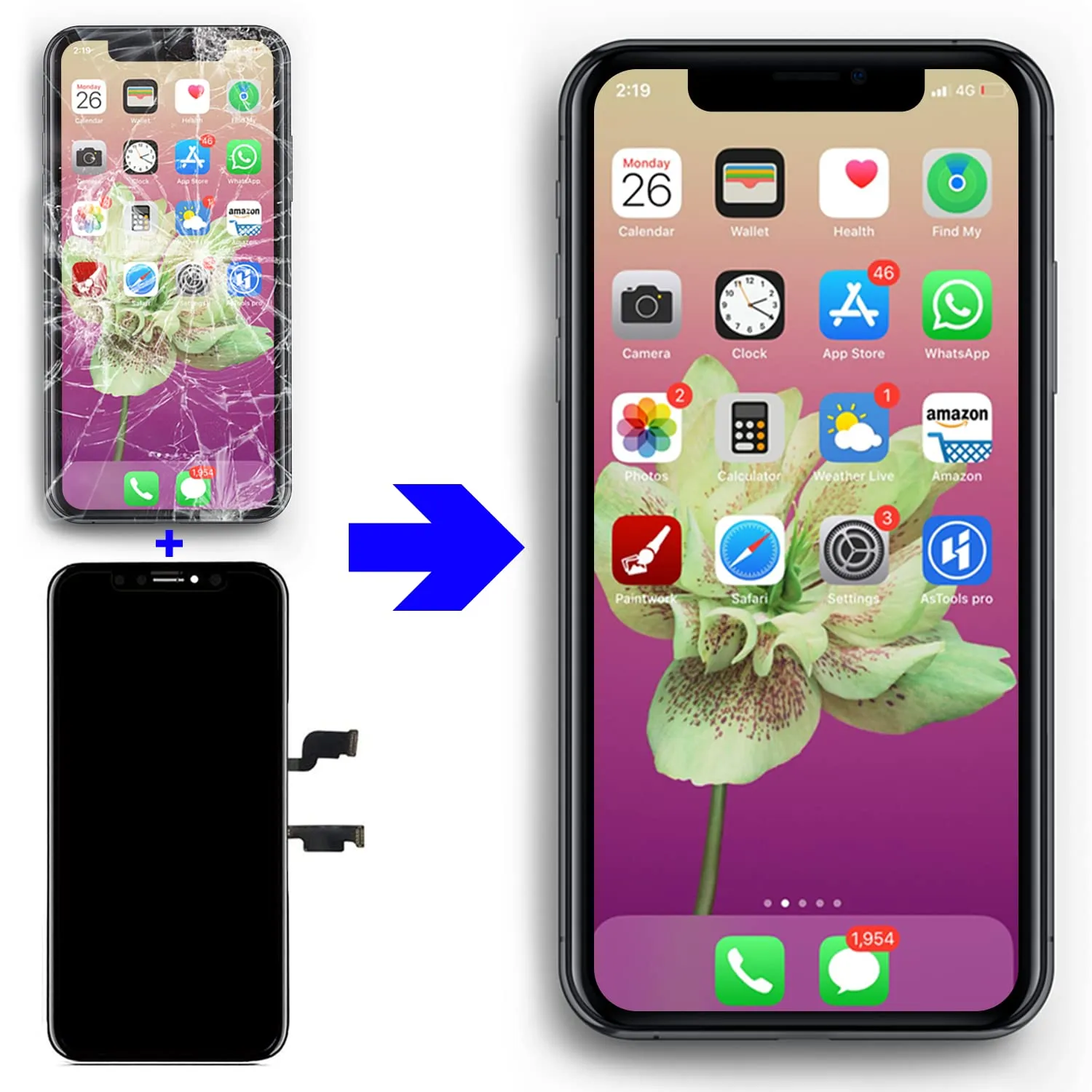 Brinonac Display LCD 6,5" per iPhone XS Max Kit Sostituzione Digitizer - immagine 6