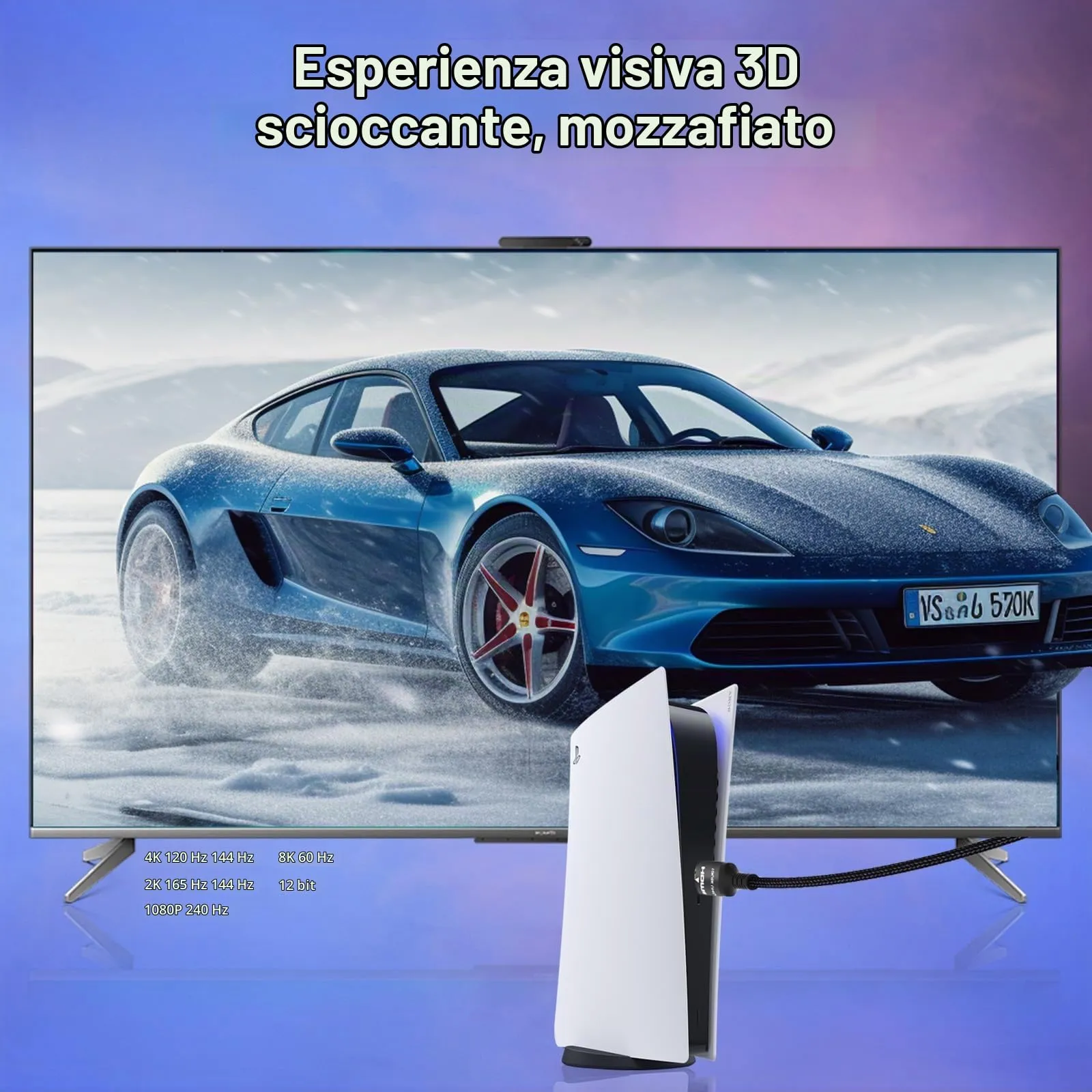 Etseinri Cavo HDMI 2.1 Ultra High Speed 8K 10K 1M, 2 Pezzi - immagine 3