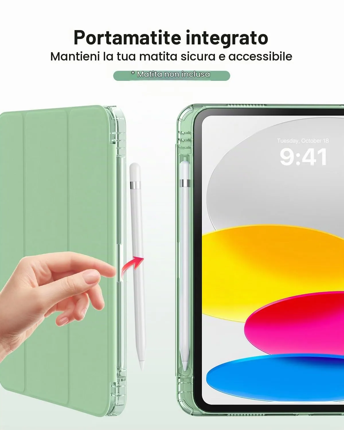 MoKo Cover for iPad 11th Gen 11" and 10th Gen 10.9", Verde Tequila con Litchi - immagine 8
