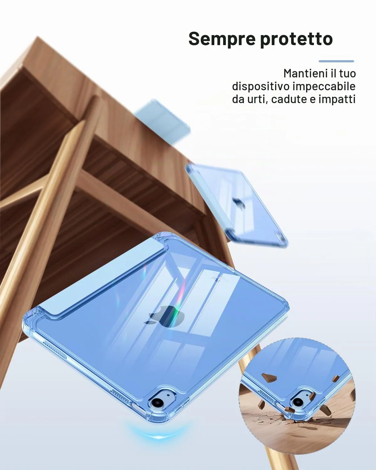 MoKo Custodia per iPad 11 Gen 11" (2025) e iPad 10 Gen 10.9" (2022), Cielo Blu - immagine 4