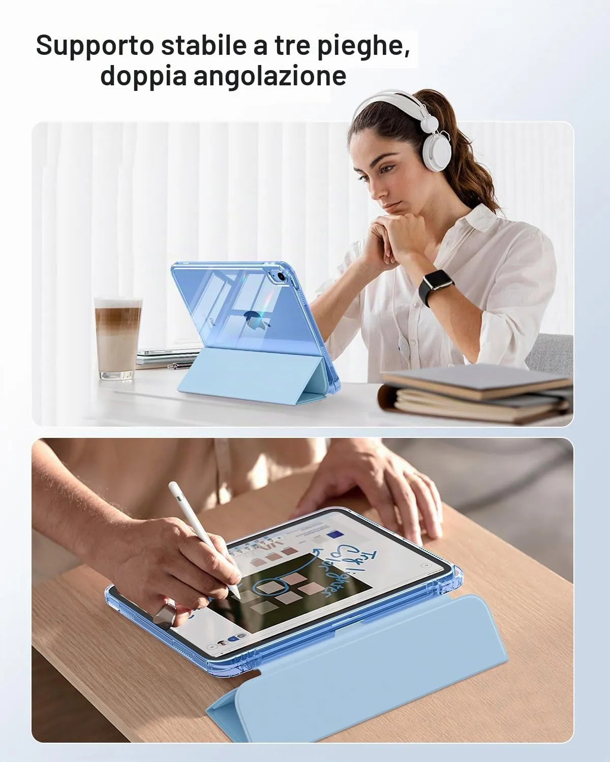 MoKo Custodia per iPad 11 Gen 11" (2025) e iPad 10 Gen 10.9" (2022), Cielo Blu - immagine 5